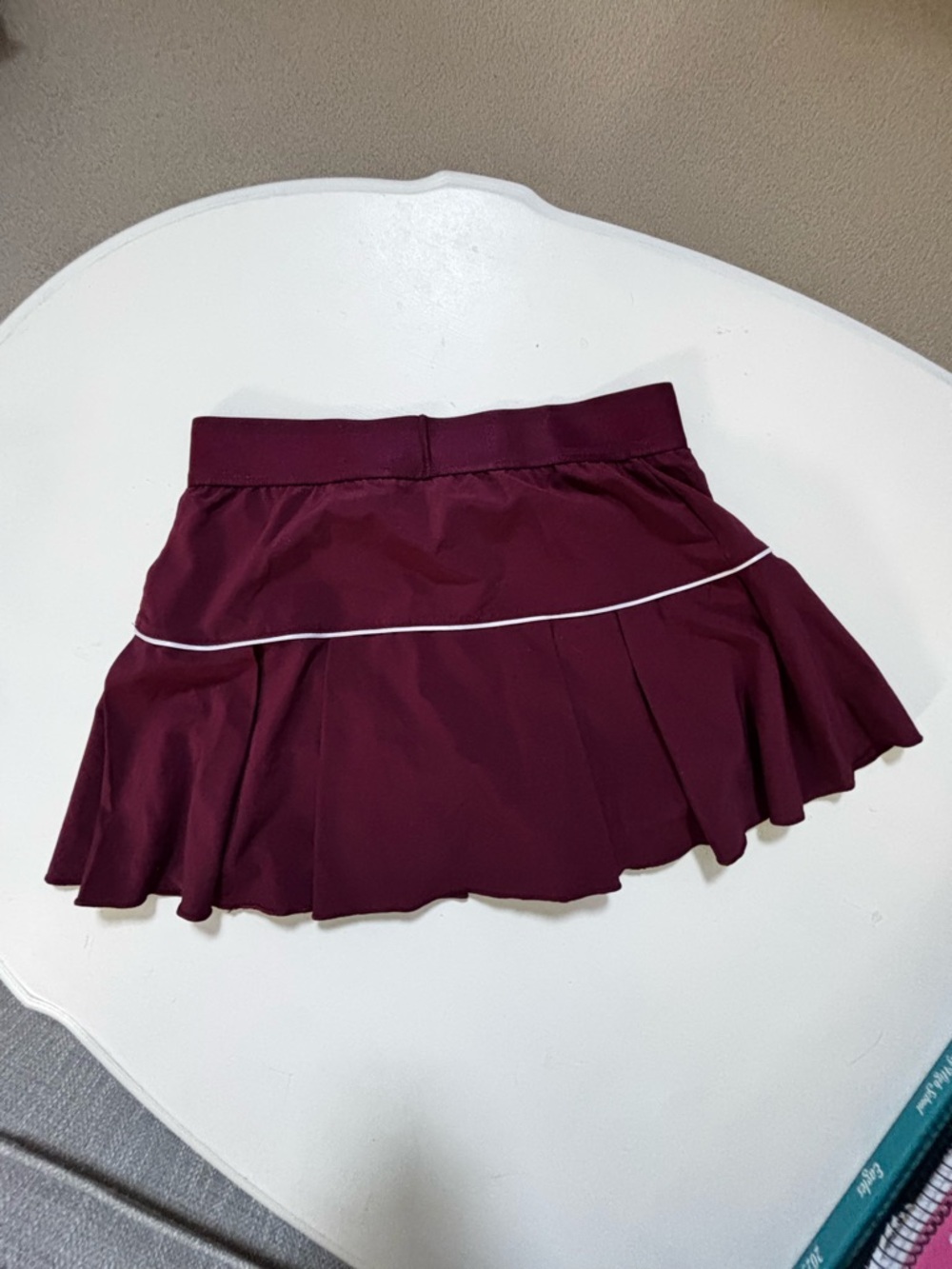 Nike Tennis Skirt, Maroon with White Piping, XS - Picture 4 of 6